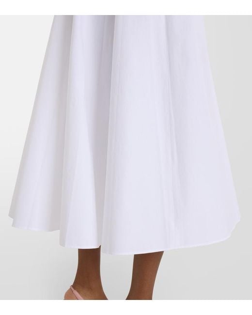 Patou White Gathered Cotton Midi Dress