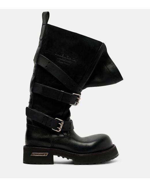 Balenciaga Black Venom Leather Combat Boots