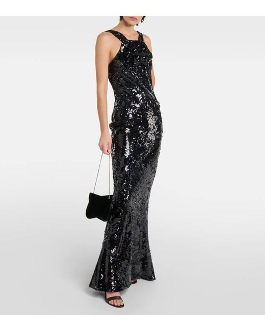 Roland Mouret Black Sequined Gown