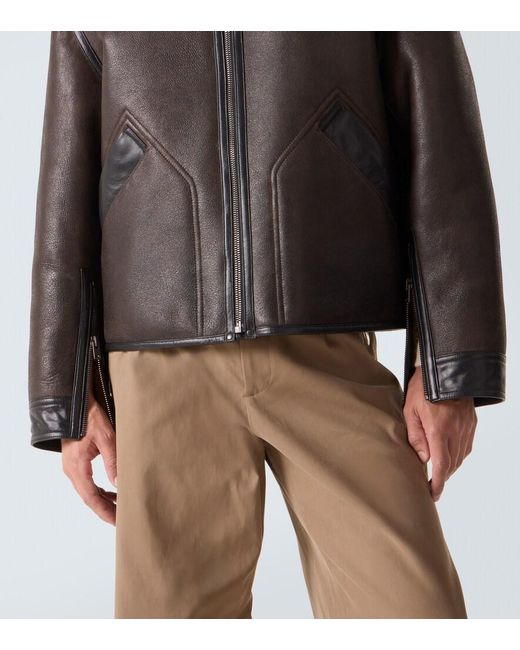 Lemaire Black Shearling-Lined Leather Jacket for men