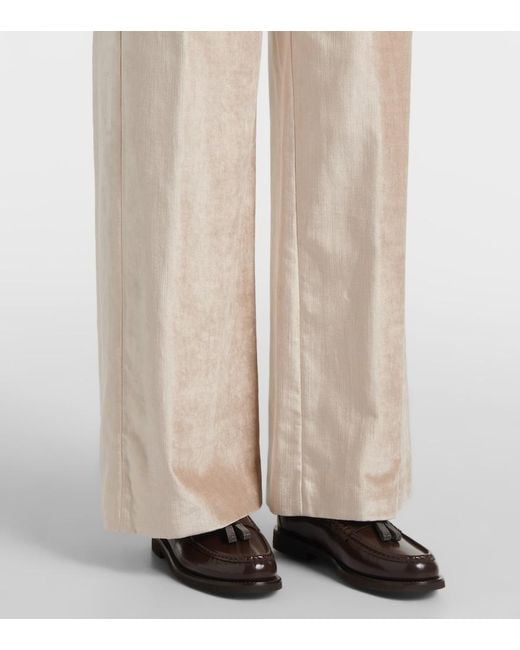 Brunello Cucinelli Natural Cotton-Blend Wide-Leg Pants