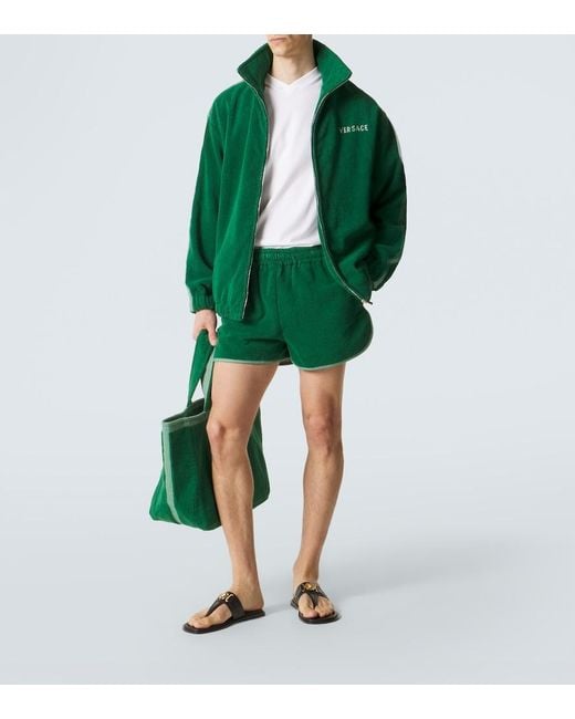 Versace Green Medusa Cotton Terry Zip-Up Sweatshirt for men