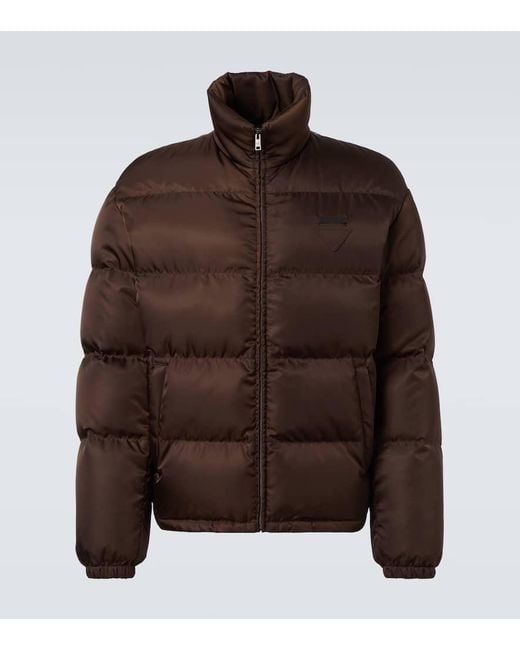 Prada Daunenjacke Aus Re-Nylon in Brown für Herren