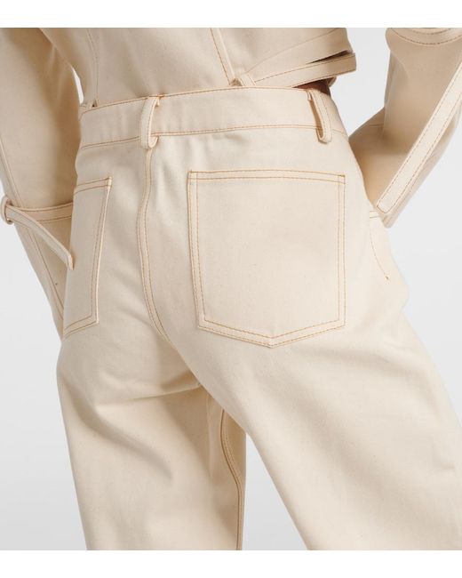 AYA MUSE Natural Tuxis Low-Rise Cotton Wide-Leg Pants
