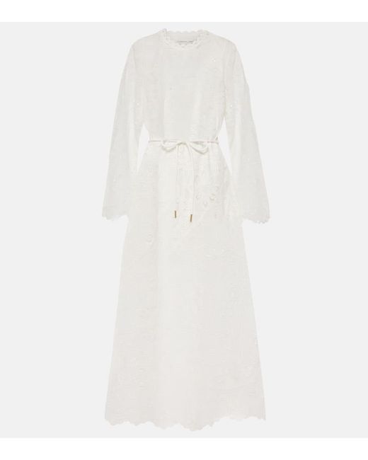 Robe Longue Ottie Brodee En Coton Zimmermann en coloris White