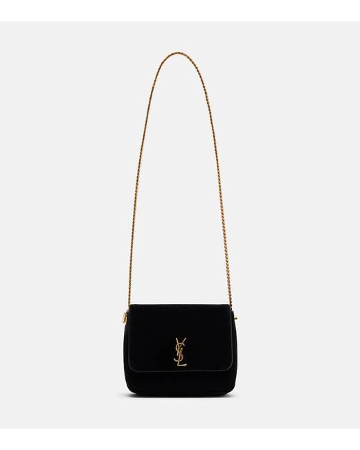 Saint Laurent White Schultertasche Kate Aus Veloursleder