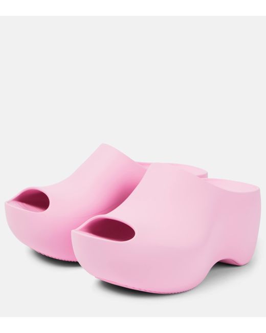 Balenciaga Pink Technoslide Platform Slides