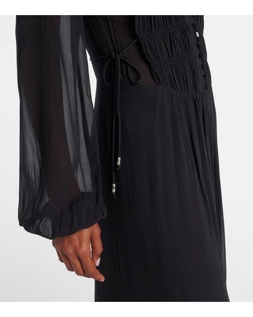 Isabel Marant Black Briane Shirred Maxi Dress