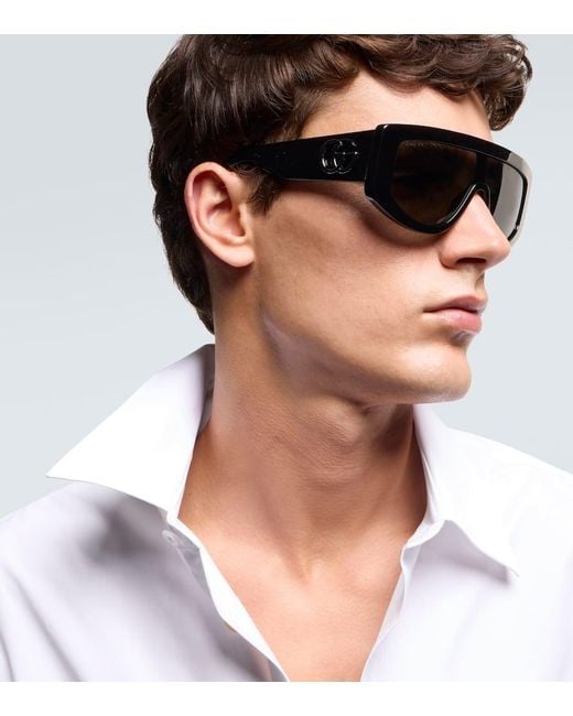 Gucci Black Double G Flat-Top Sunglasses for men