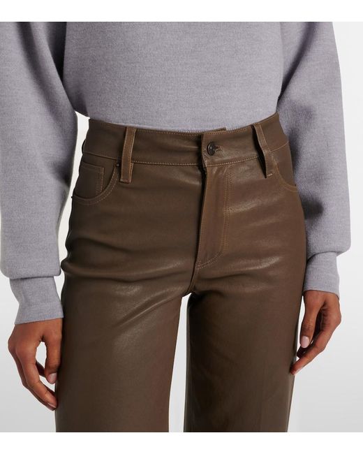 FRAME Brown Le Slim Palazzo Leather Wide-Leg Pants