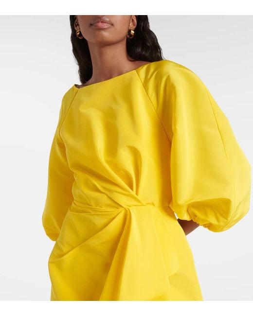 Carolina Herrera Yellow Robe Aus Seiden-faille Mit Wickeleffekt