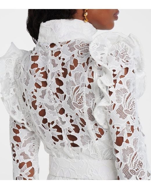 LEO LIN White Midikleid Aliyah Aus Spitze