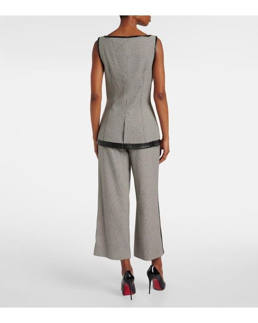 Jonathan Simkhai Gray Cressida Checked Faux Leather-Trimmed Vest