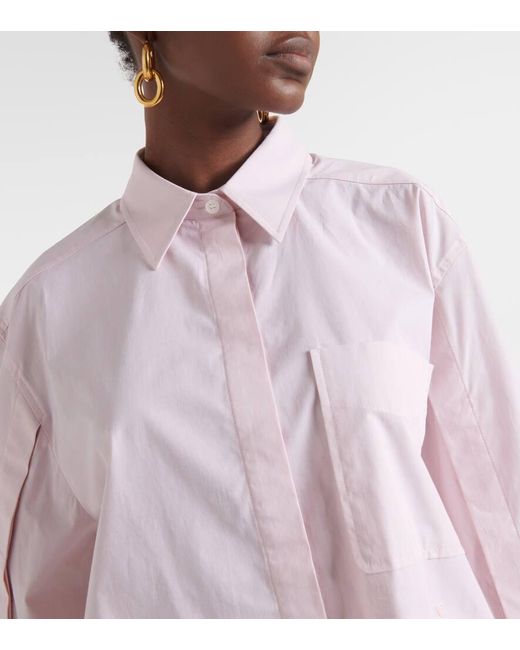 Camisa en mezcla de algodon cropped Victoria Beckham de color Pink