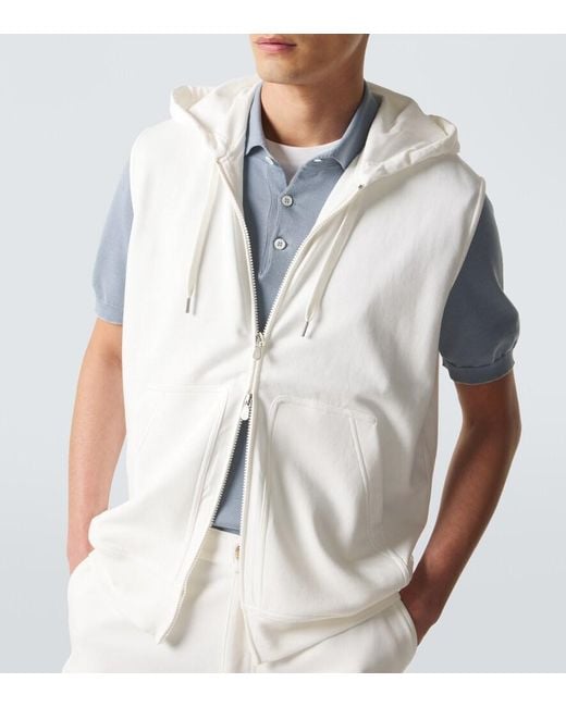 Brunello Cucinelli White Cotton-Blend Hoodie for men