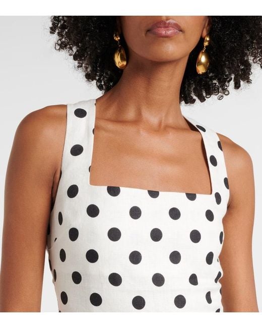 Posse White Alice Polka-Dot Linen Minidress