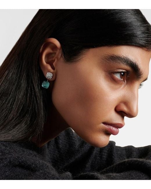 Pomellato White Ohrringe Nudo Toi Et Moi Aus 18Kt Rose- Und Weissgold Mit Diamanten Und Topas