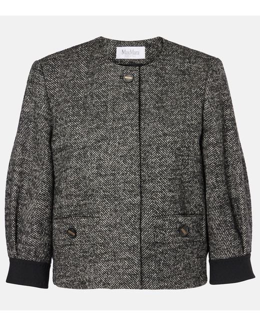 Max Mara Gray Gattini Chevron Boucle Jacket