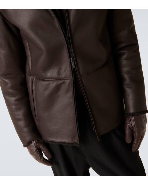 Giorgio Armani Lederjacke Mit Shearlin in Brown für Herren