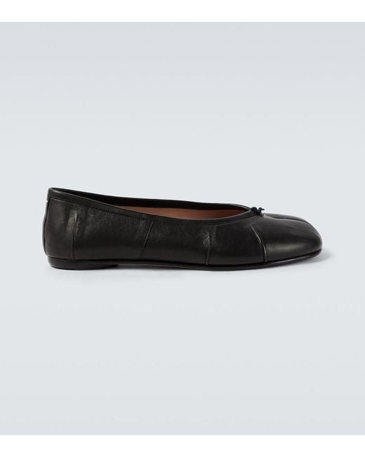 Maison Margiela Black Tabi Leather Ballet Flats for men