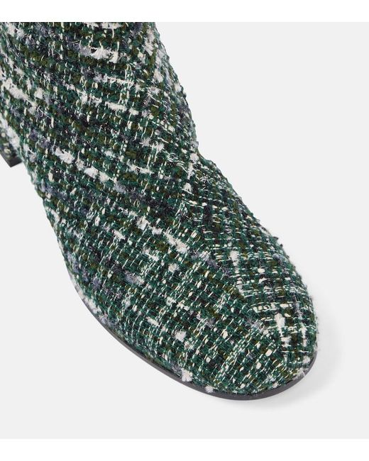Gianvito Rossi Green Joelle 45 Boucle Tweed Ankle Boots