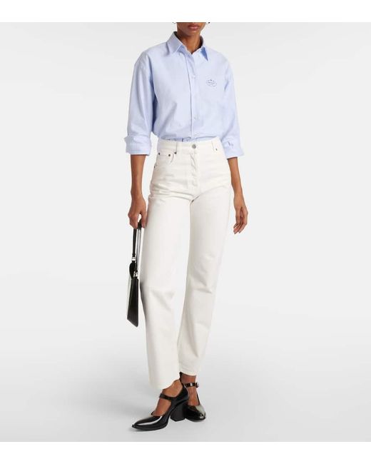 Jeans rectos de tiro alto Prada de color White