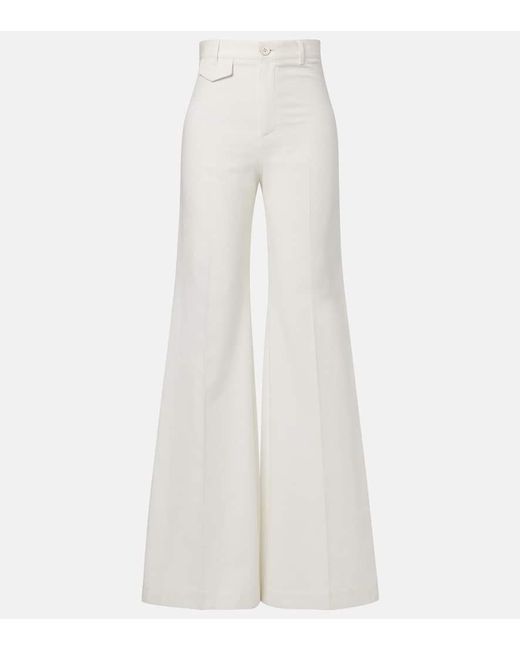 Chloé White High-Rise-Schlaghose Aus Baumwoll-Canvas
