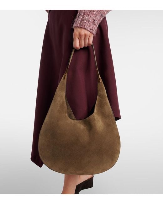SAVETTE Brown Florence Medium Suede Shoulder Bag