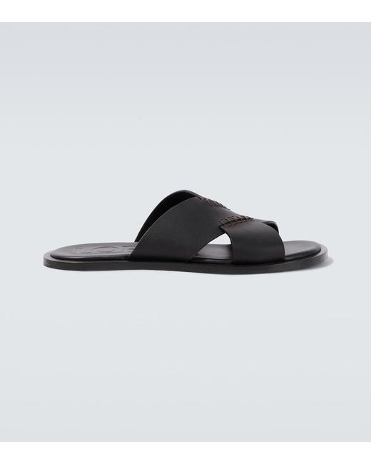 Loewe Black Paula's Ibiza Flex Leather Sandals for men