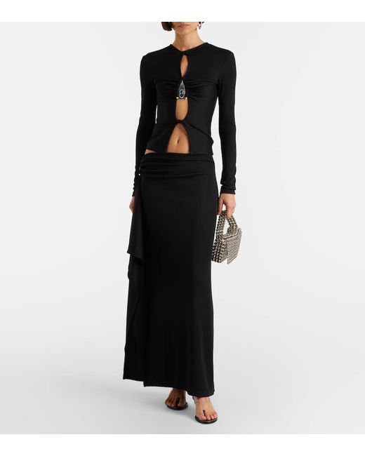 Christopher Esber Black Asymmetric Draped Jersey Maxi Skirt