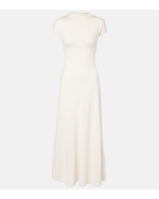 TOVE White Lenore Knitted Wool And Silk Midi Dress