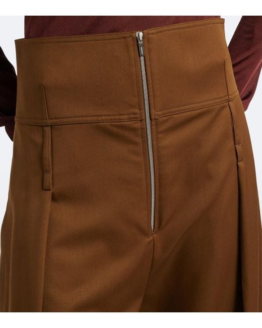 Ferragamo Brown Wool And Cashmere Barrel-Leg Pants