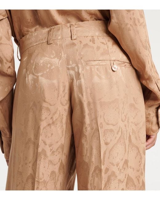 Stella McCartney Natural Silk-Blend Wide-Leg Pants