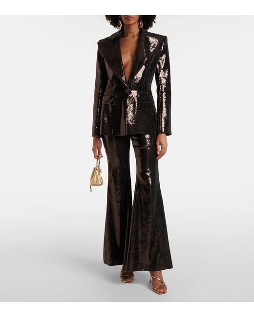 Nina Ricci Brown Sequined Flared Pants