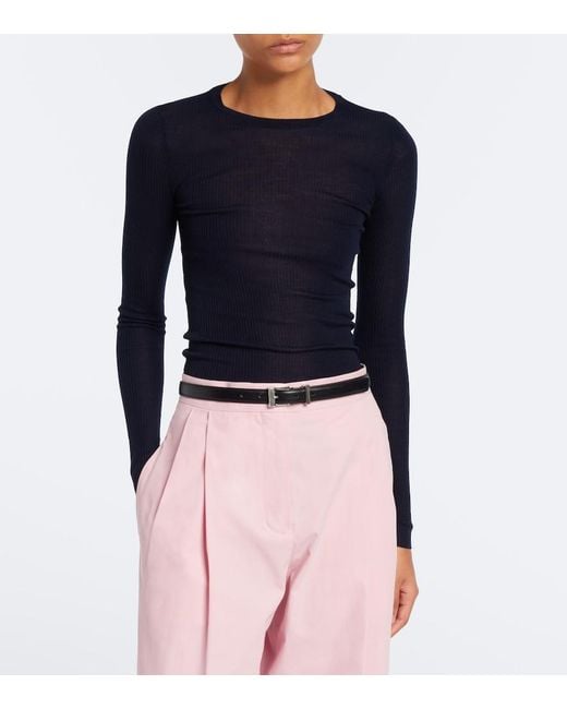 Jil Sander Blue Ribbed-Knit Wool Sweater