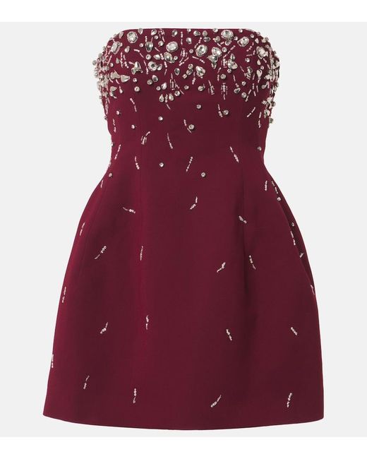 Jonathan Simkhai Red Arta Embellished Crepe Corset Minidress