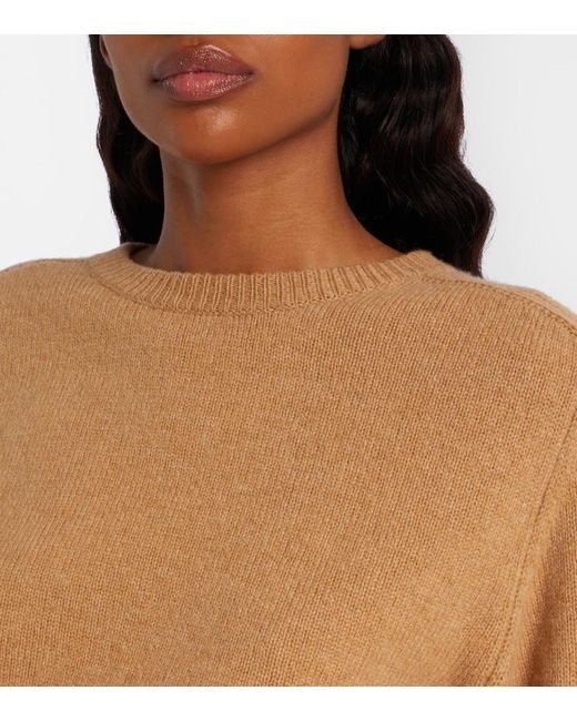Khaite Brown Lorelai Cropped Wool And Cashmere Sweater