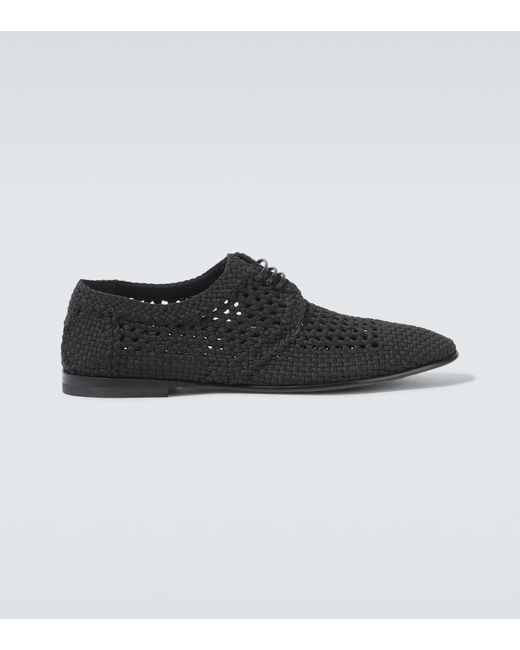 Dolce & Gabbana Black Woven Derby Shoes for men