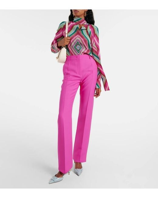 Valentino Pink Schlaghose Aus Crepe Couture