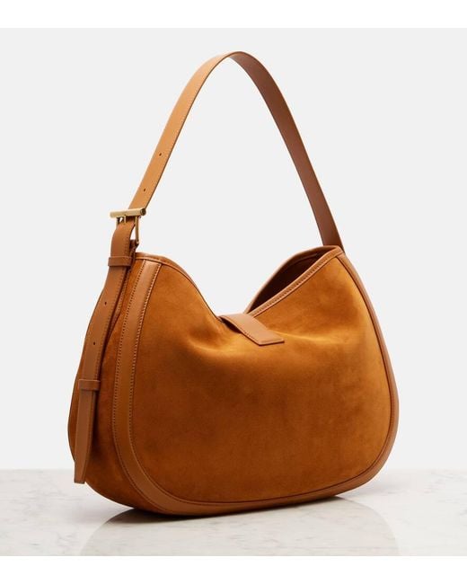 Alexander McQueen Brown T-Bar Medium Suede Shoulder Bag