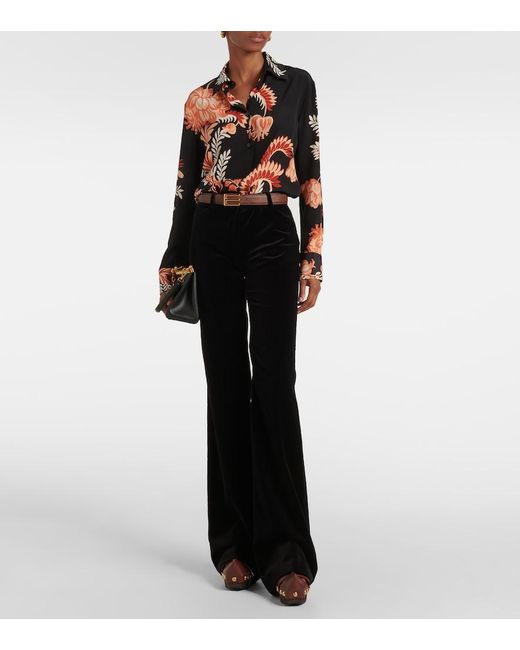 Etro Black Printed Silk Crepe De Chine Blouse