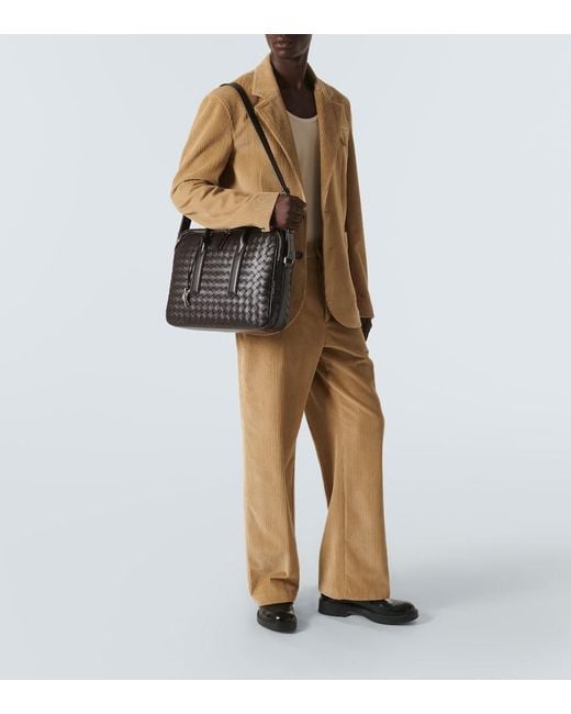 Bottega Veneta Black Getaway Intrecciato Leather Briefcase for men