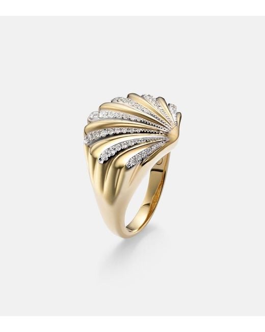 Yvonne Léon White Chevaliere Coquillage 18Kt Ring With Diamonds