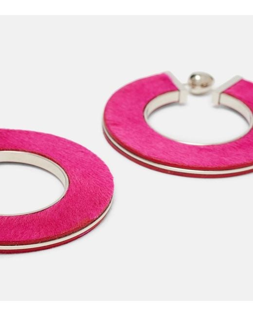 Alaïa Pink Leather-Trimmed Earrings