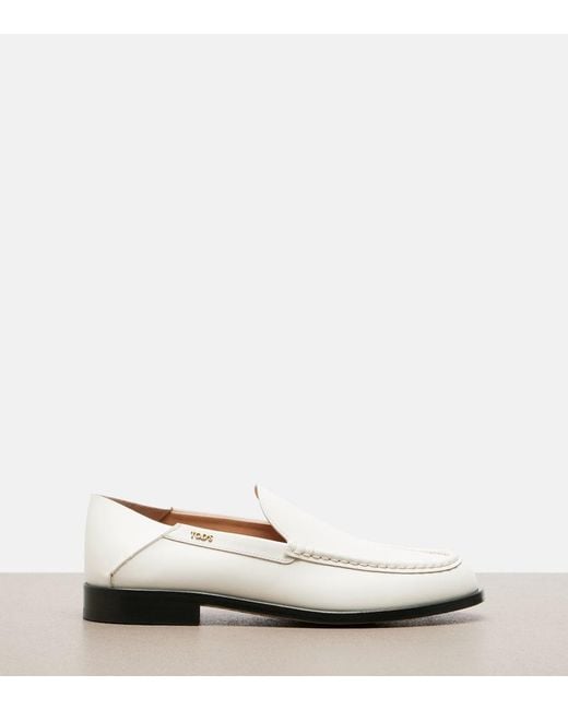 Tod's White Leather Loafers
