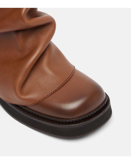 The Attico Brown Mini Robin Leather Combat Boots