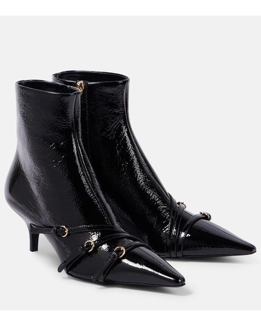 Miu Miu Black Ankle Boots Aus Lackleder