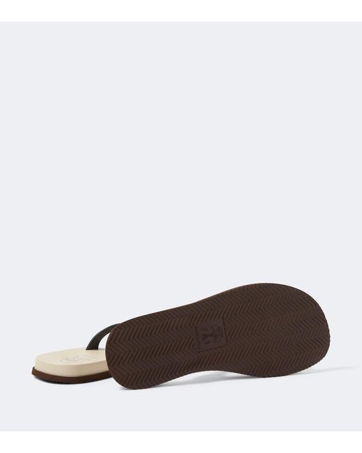Brunello Cucinelli White Suede Thong Sandals for men