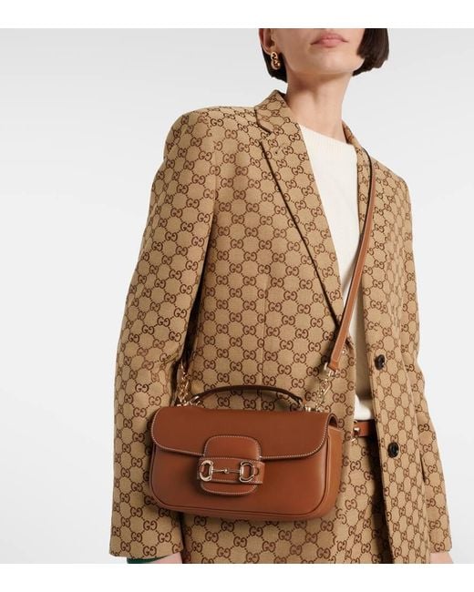 Gucci Brown Horsebit 1955 Soft Small Leather Tote Bag