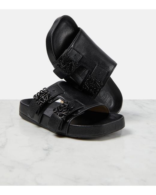 Loewe Black Ease Leather Slides